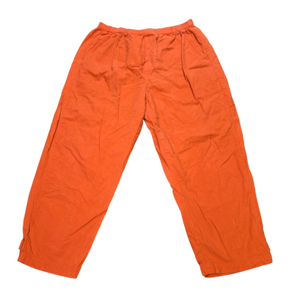 White Stag Cropped Elastic Waist Pants Women's Size M Mexican Orange Cotton Y2K
